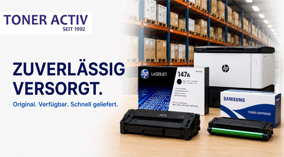 Gut mit Tonern und Tinte versorgt